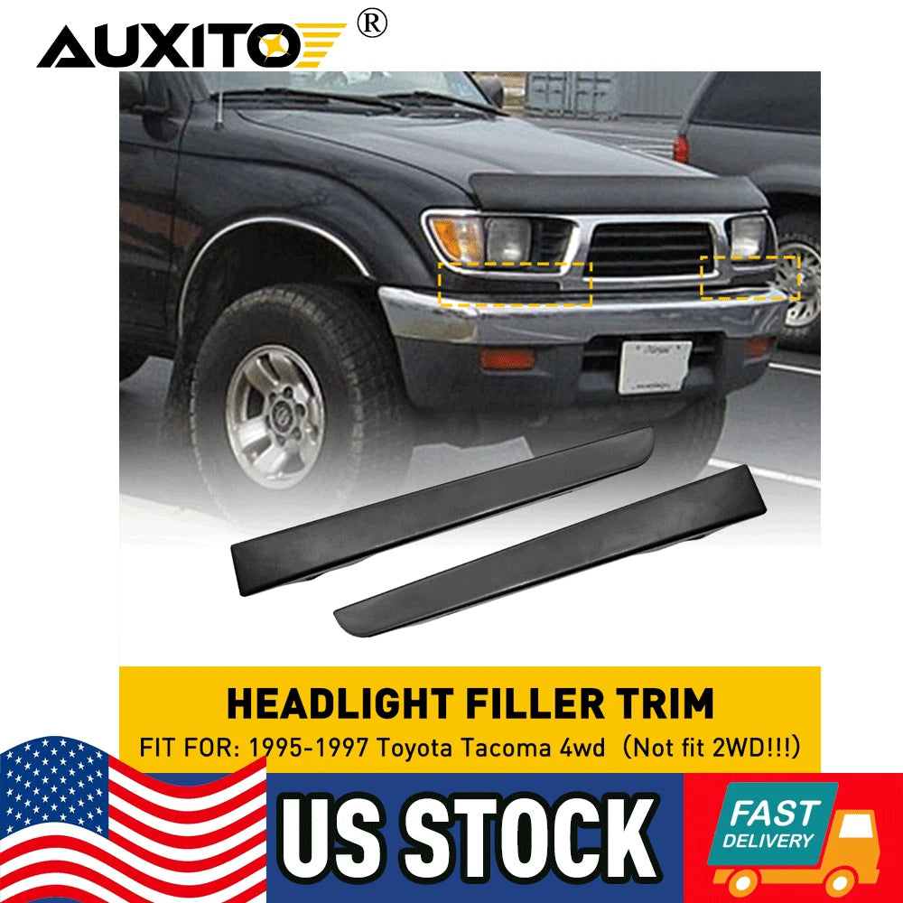 Set of 2 Front Bumper Grille Headlight Filler Trim Panels for Toyota Tacoma (1995–1997)