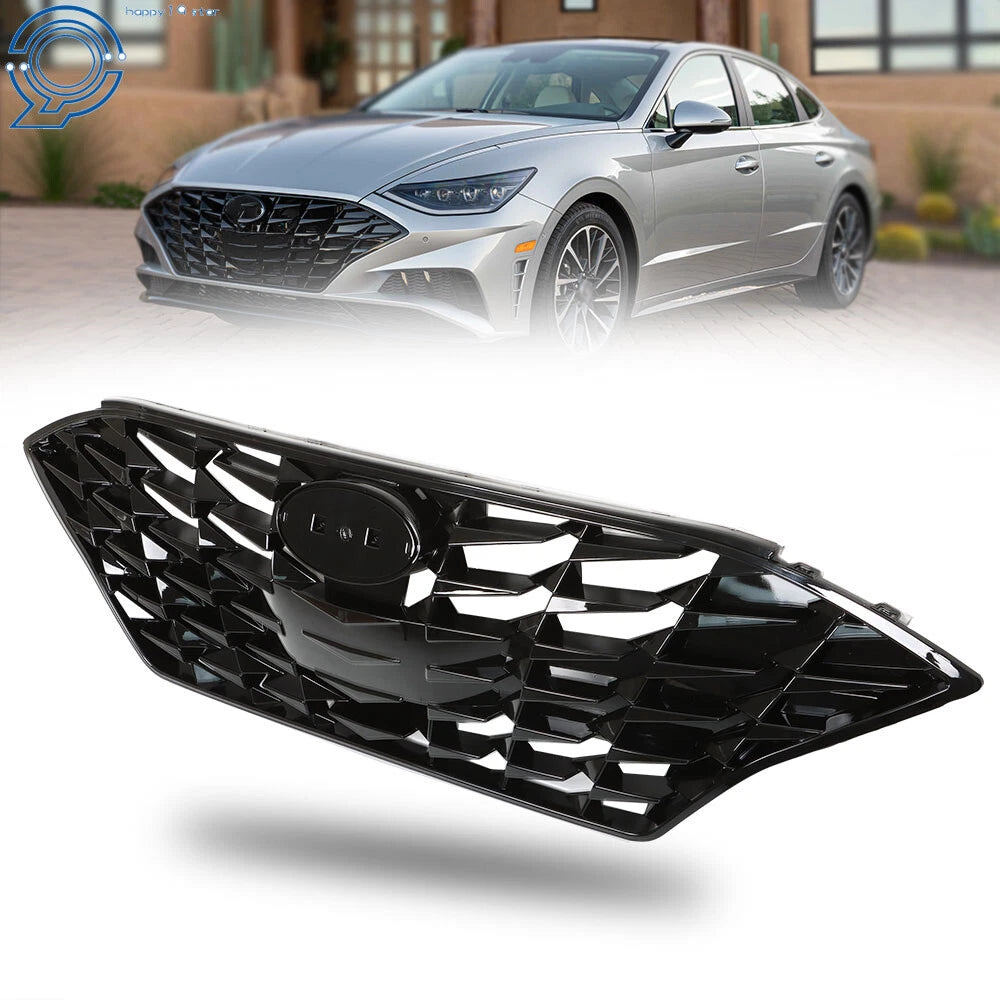 Front Upper Grille for Hyundai Sonata (2020–2021) Gloss Black
