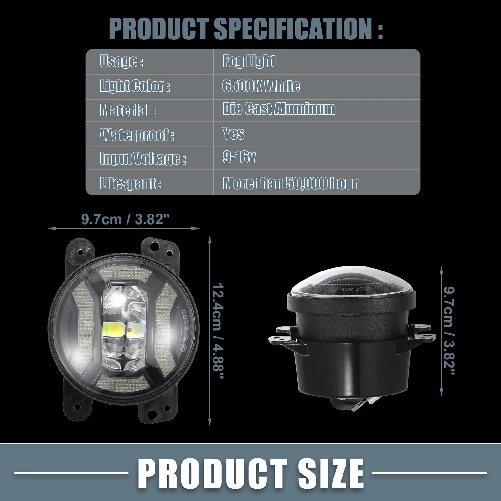 Pair 4 Inch LED Fog Lights for Jeep Grand Cherokee (2011–2013)