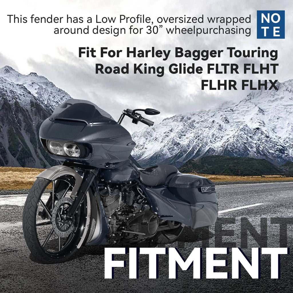 30" Wrap Around Front Fender for Harley Bagger Touring FLTR FLHT FLHR FLHX
