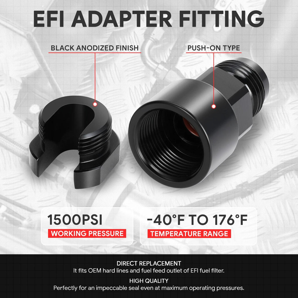 6AN Feed EFI Adapter Fitting for Fuel Line to 5/16" Rail (1500PSI)