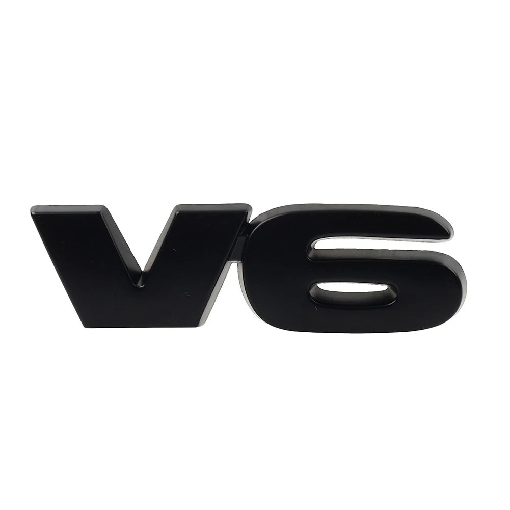 3D Black Metal V6 Logo Car Fender Trunk Engine Emblem