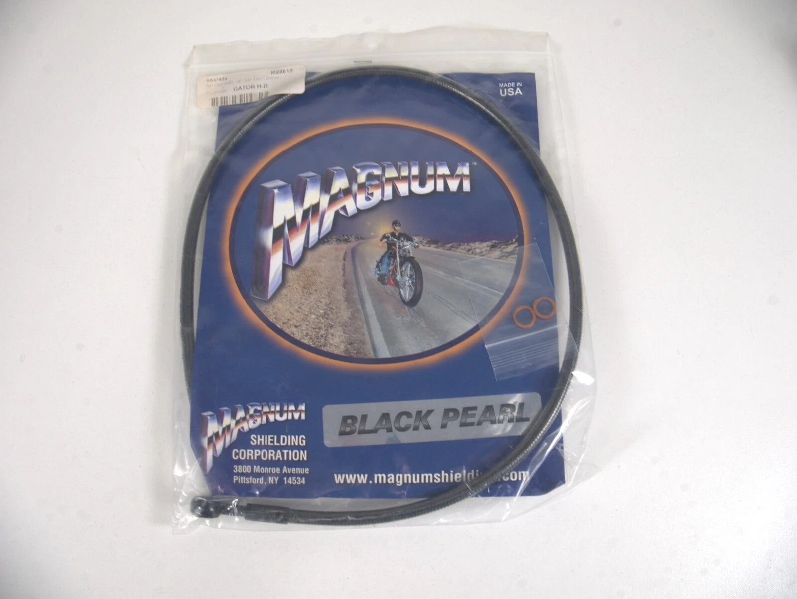 Magnum Black Pearl Upper Brake Line for Harley (180) 10mm 34 in.