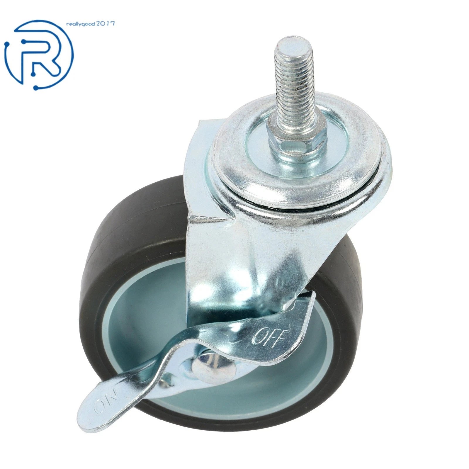 Set of 8 Heavy Duty 3 Inch Swivel Caster Wheels with Side Brake 3/8"-16×1"
