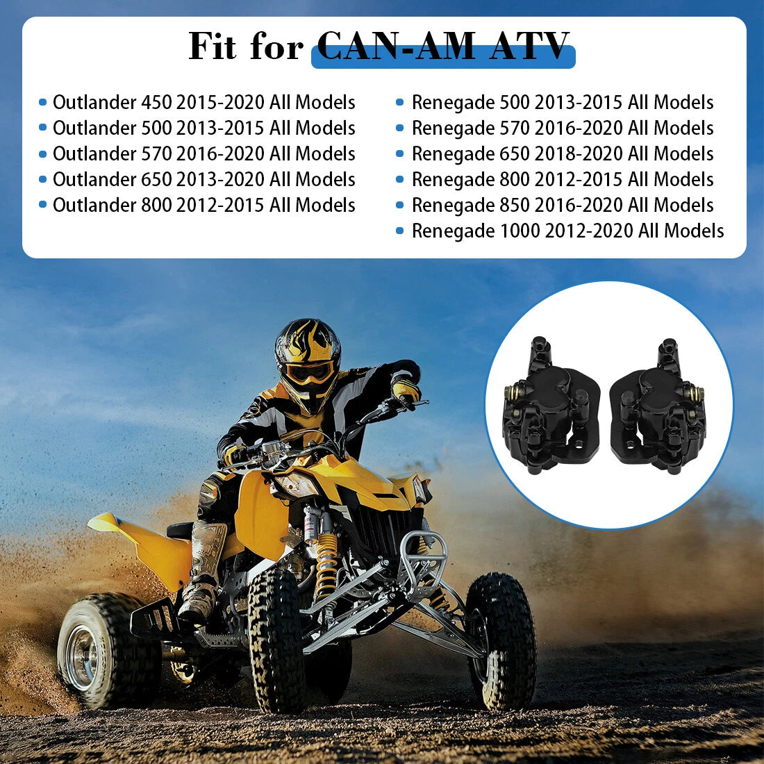 Front Brake Calipers & Pads for Can-Am Outlander 450 500 570 650 800 850 1000