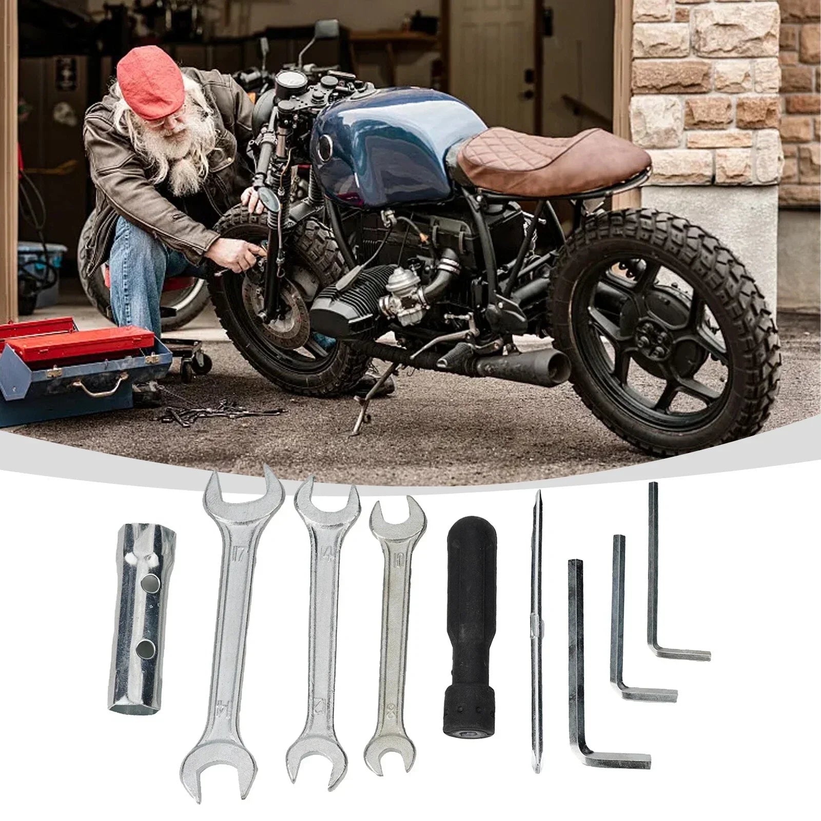 8Pcs Multifunctional Motorcycle Repair Tool Set Wrench Sleeve Screwdriver