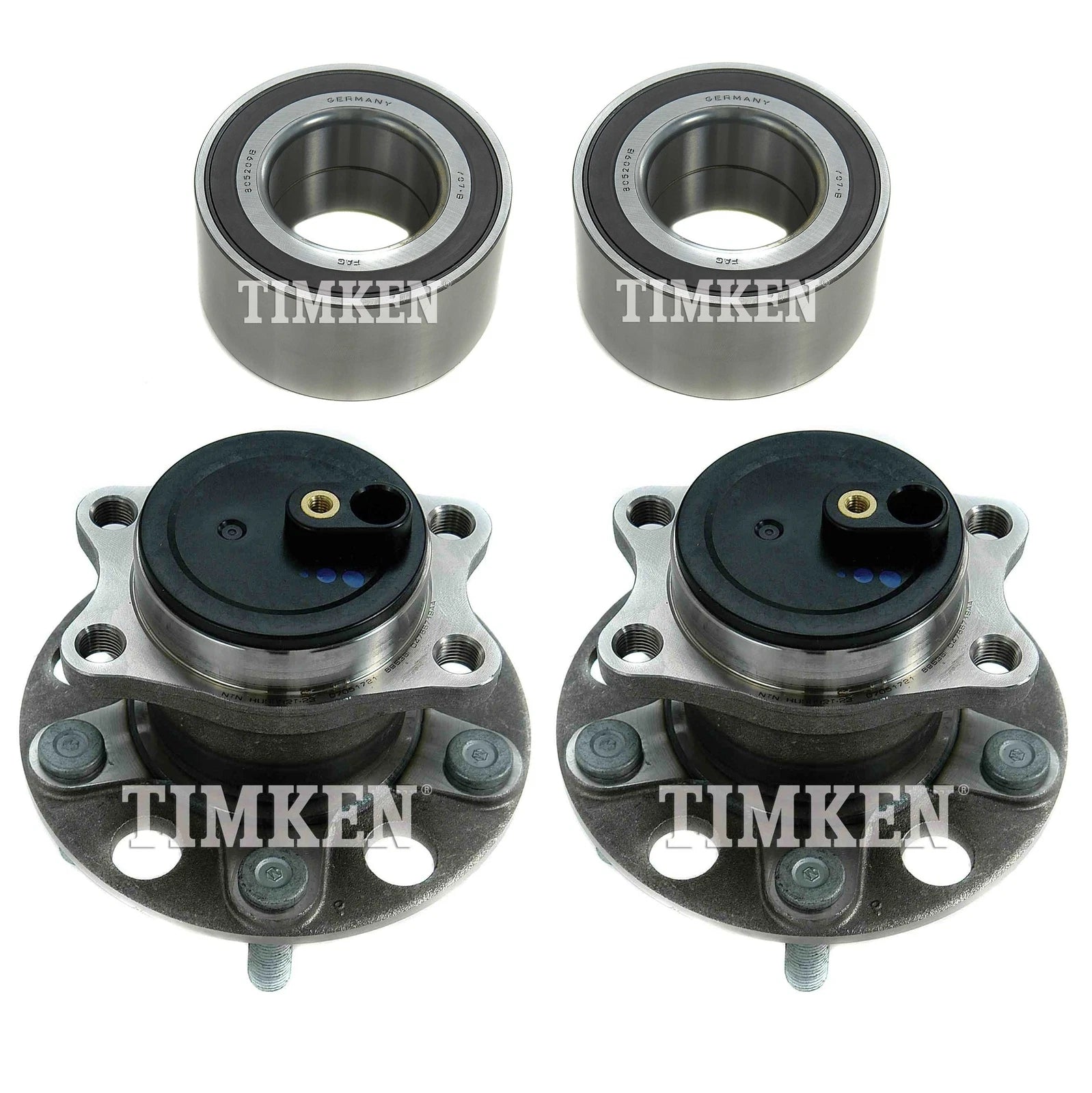 Front & Rear Wheel Bearings & Hubs Kit for Dodge Caliber (2007–2012)