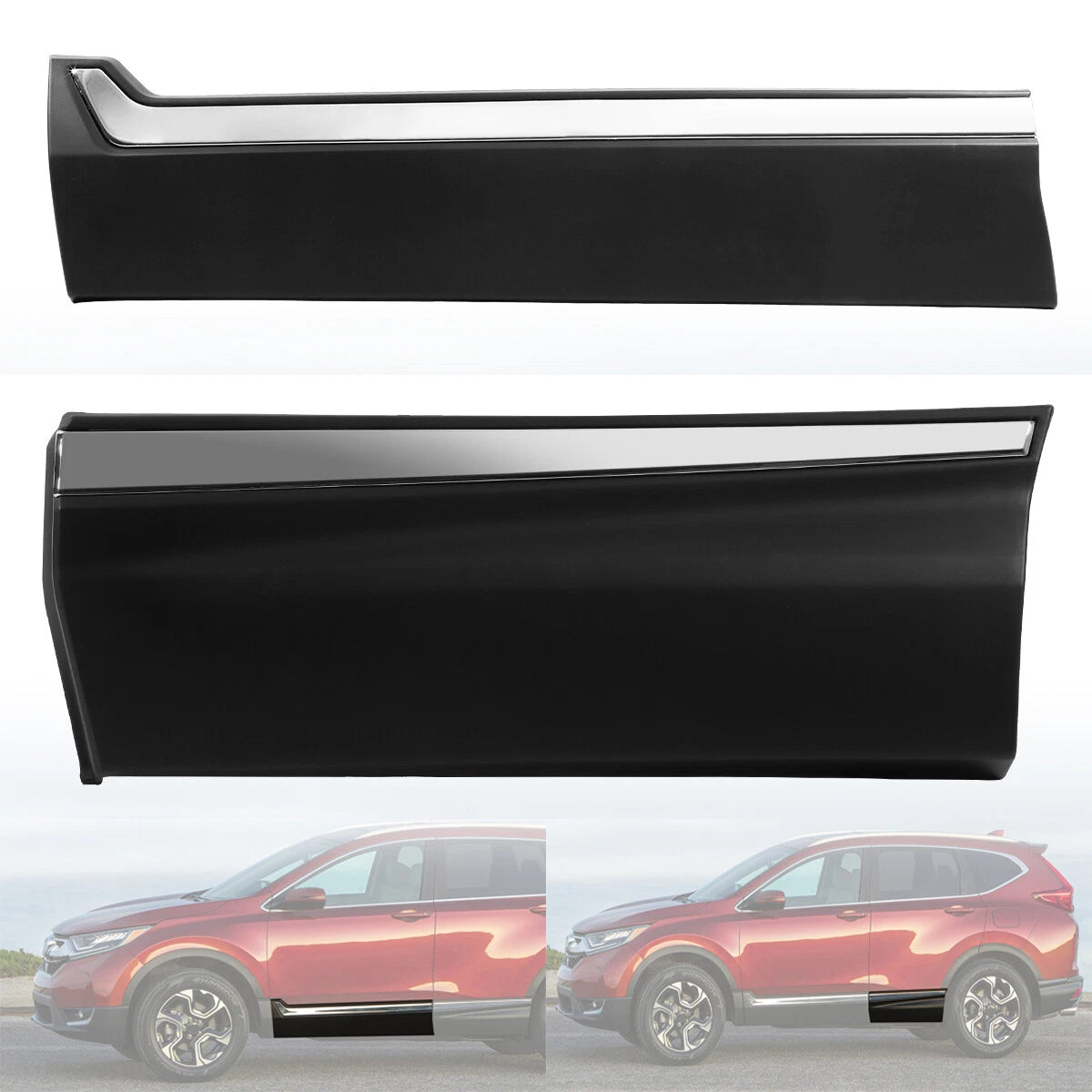Front & Rear Left Door Lower Molding Garnish Chrome Trim for Honda CR-V (2017–2022)