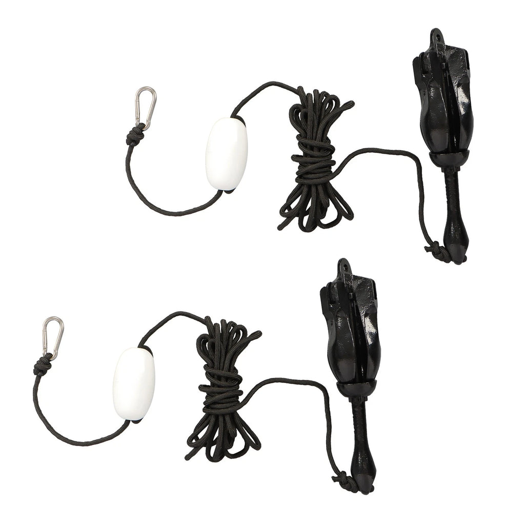 2-Pack Folding Kayak Anchor Set for Grapnel Boat (Black, 3.2KG)