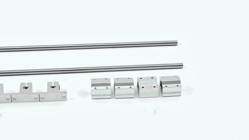 Set of 2 Linear Motion Rail Shafts with Bearings and Rail Support