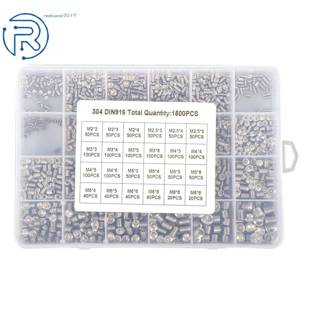 Set of 1500 Stainless Steel Fully Threaded Hex Socket Screws