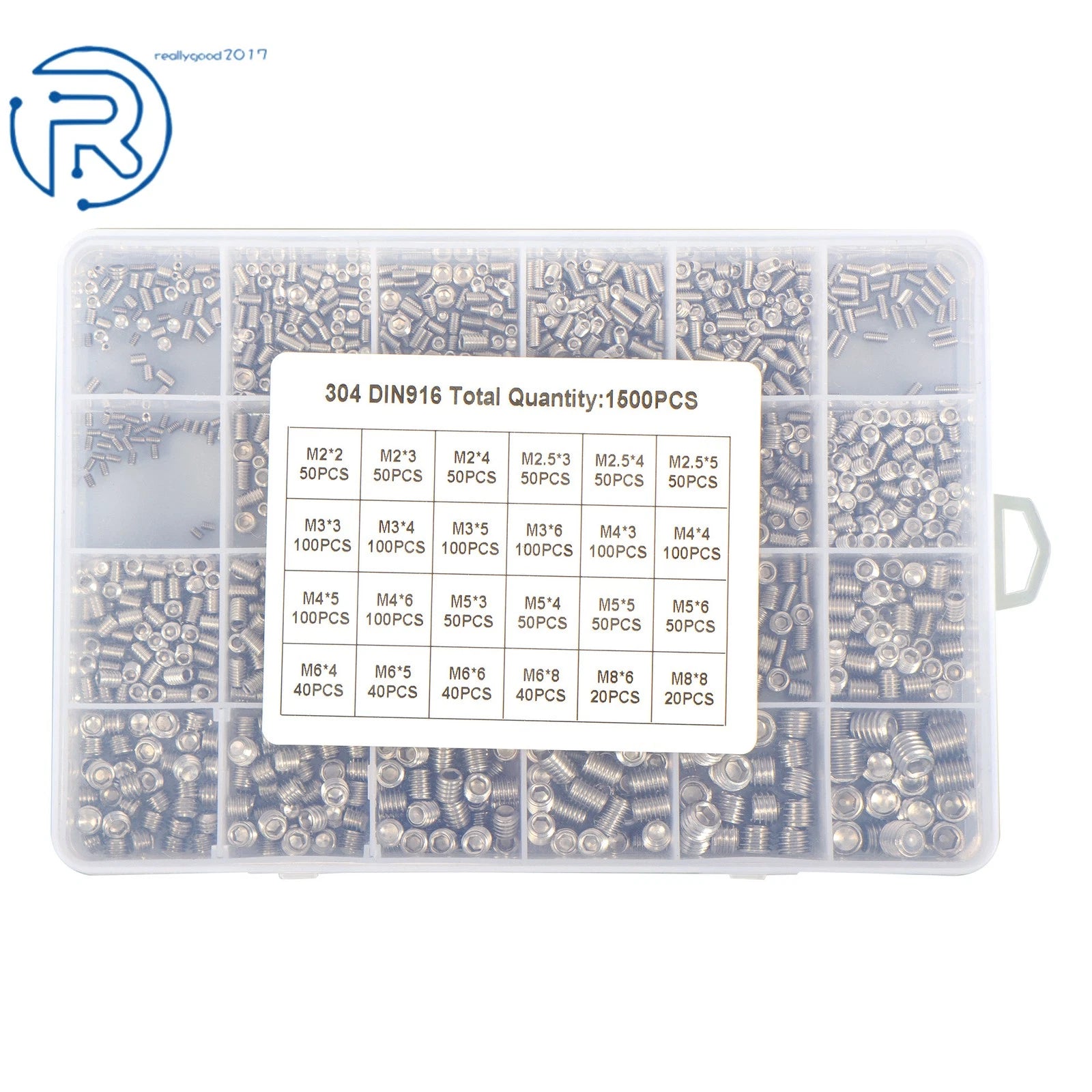 Set of 1500 Stainless Steel Fully Threaded Hex Socket Screws