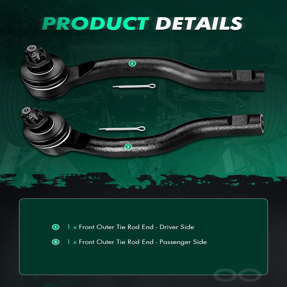 Pair Front Outer Tie Rod Ends for Mazda CX-7, CX-9 (2007–2014) ES800601
