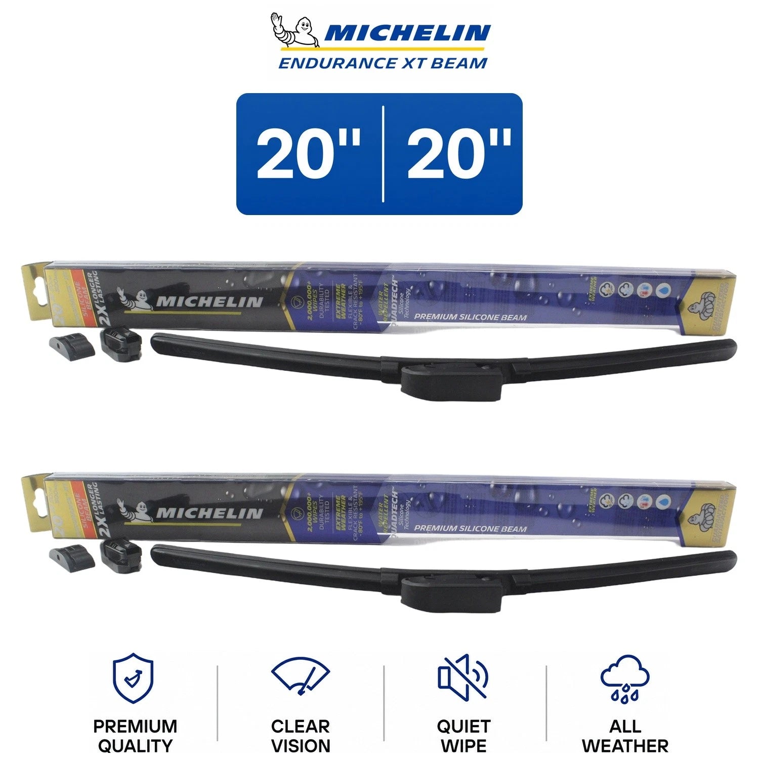 Set of 2 Wiper Blades for Kia (1995–2002) - Michelin Endurance XT Beam 20"
