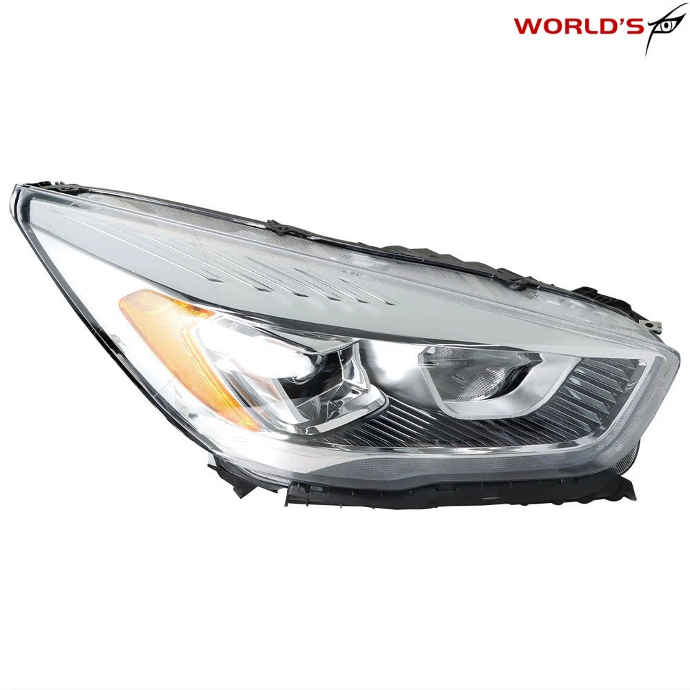 Headlight for Ford Escape (2017–2019) Halogen with LED DRL Chrome Housing Right