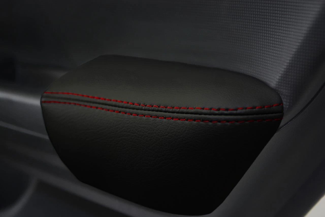Front Door Armrest Vinyl Leather Cover for Honda Civic Sedan (2012–2015) Red Stitch