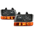 Set of 4 Headlights & Turn Signal Lamps for Express/Savana 1500-4500 (2003–2024) Smoked/Amber