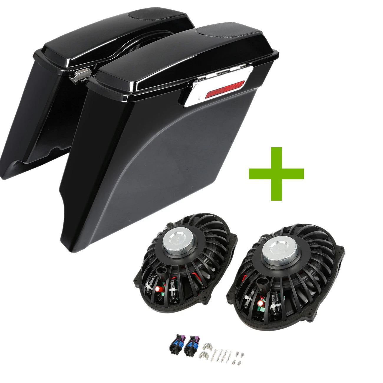 5" Stretched Extended Hard Saddlebag + Speaker for Harley Touring FL (1993–2013)