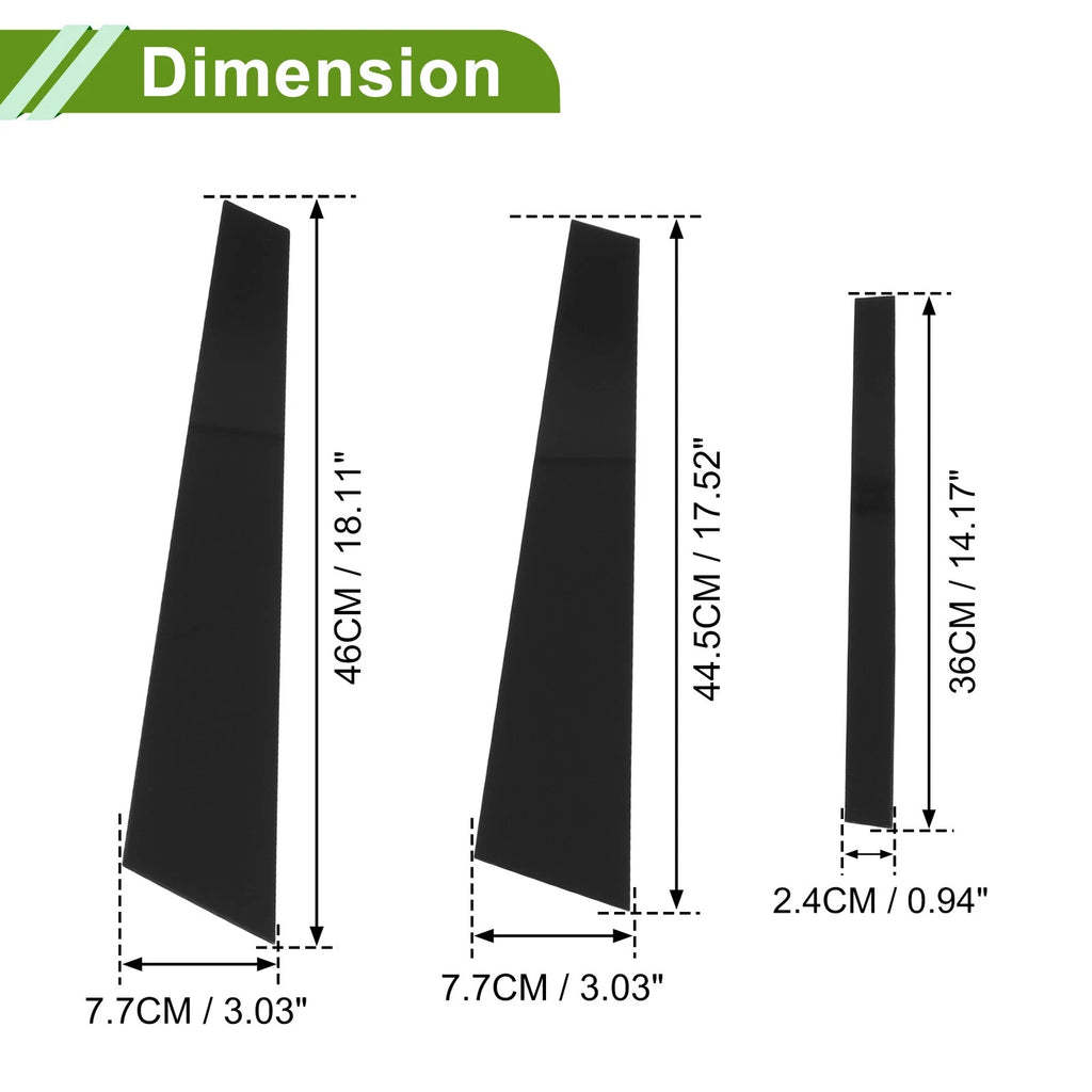 6 Pcs Door Pillar Window Trim for BMW 7-Series (2002–2008) Black