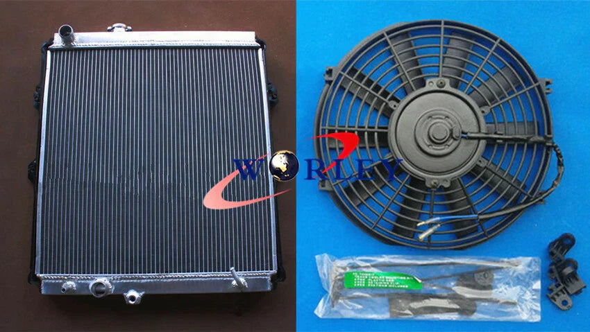 3ROW Aluminum Radiator & Fan for Hilux VZN167 V6 Petrol 3.4L (1997-2004)