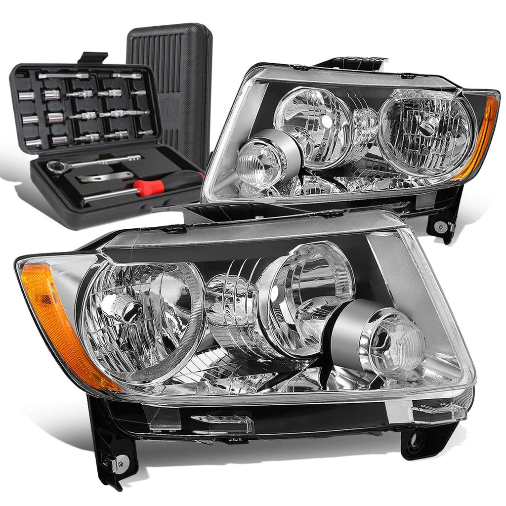 Pair of Chrome Amber Signal Headlight Lamps for Grand Cherokee (2011–2013)