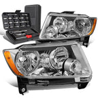 Pair of Chrome Amber Signal Headlight Lamps for Grand Cherokee (2011–2013)