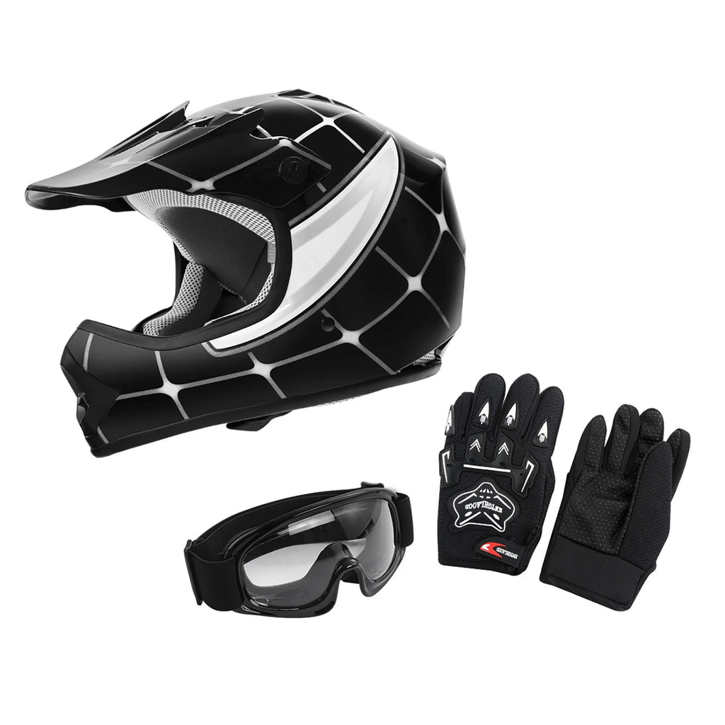 Youth Full Face Helmet for Motocross Dirt Bike ATV (S, M, L, XL)