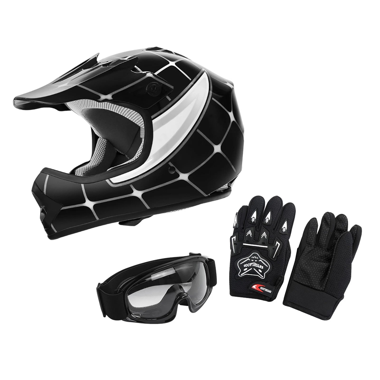 Youth Full Face Helmet for Motocross Dirt Bike ATV (S, M, L, XL)