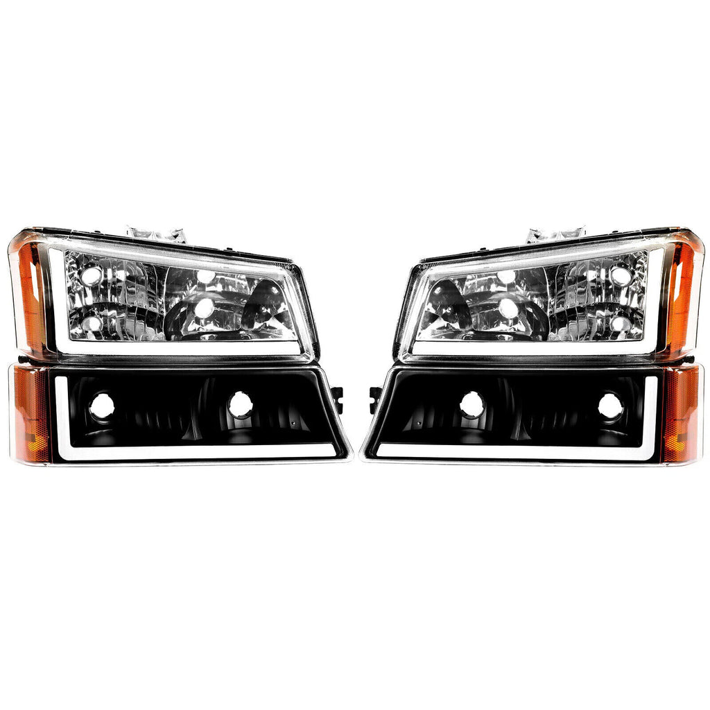Clear Headlights Bumper Lamps LED DRL for Chevy Silverado Avalanche (2003–2007)