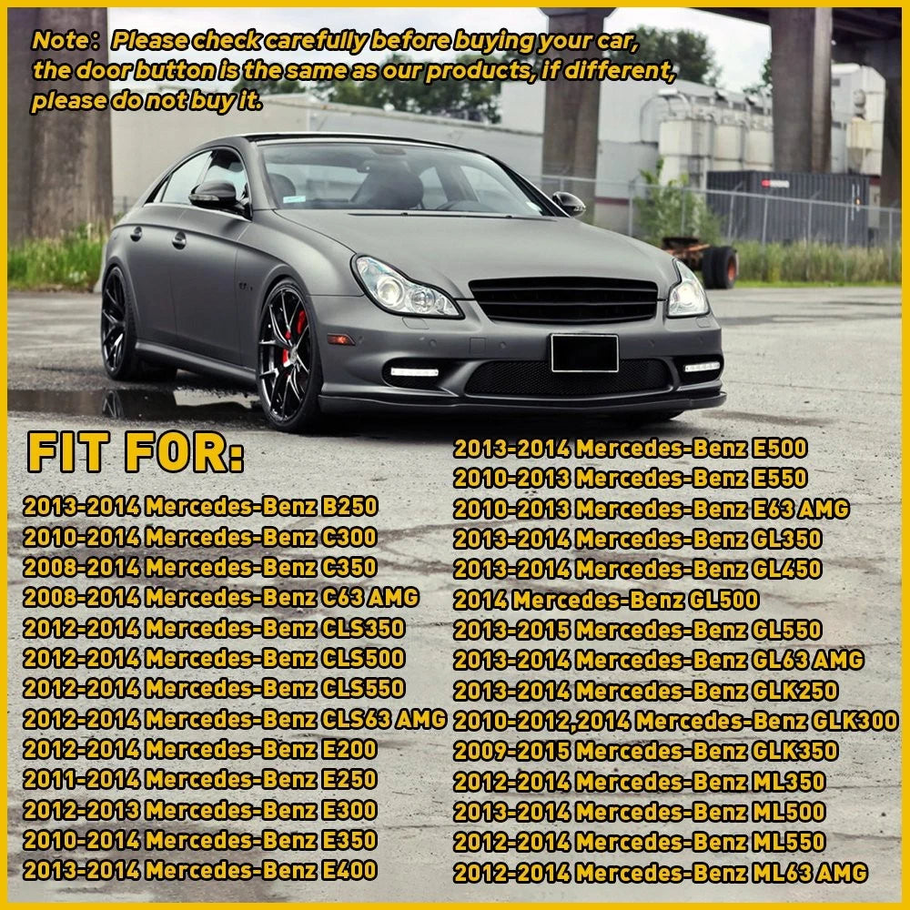 Set of 2 Silver Door Seat Adjust Button Switch Covers for Mercedes-Benz W212 (2009–2016)