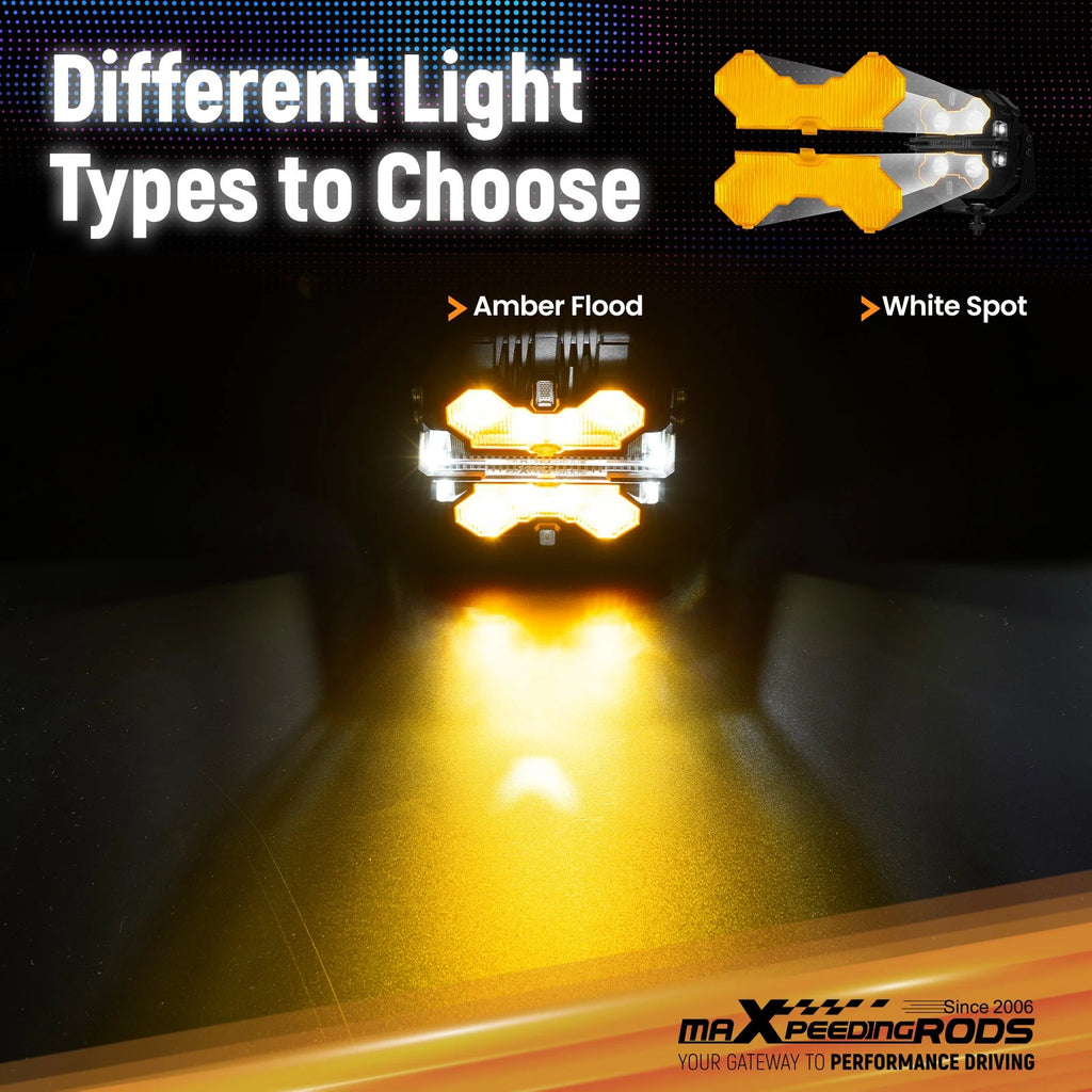 Amber Flood Protective Cover for maXpeedingrods 7" Square LED Driving Light (N/A)
