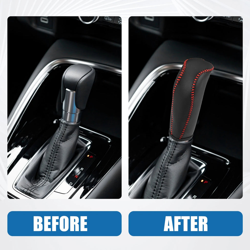 Gear Shift Lever Cover for Honda Fit (2014–2018) Red Stitches