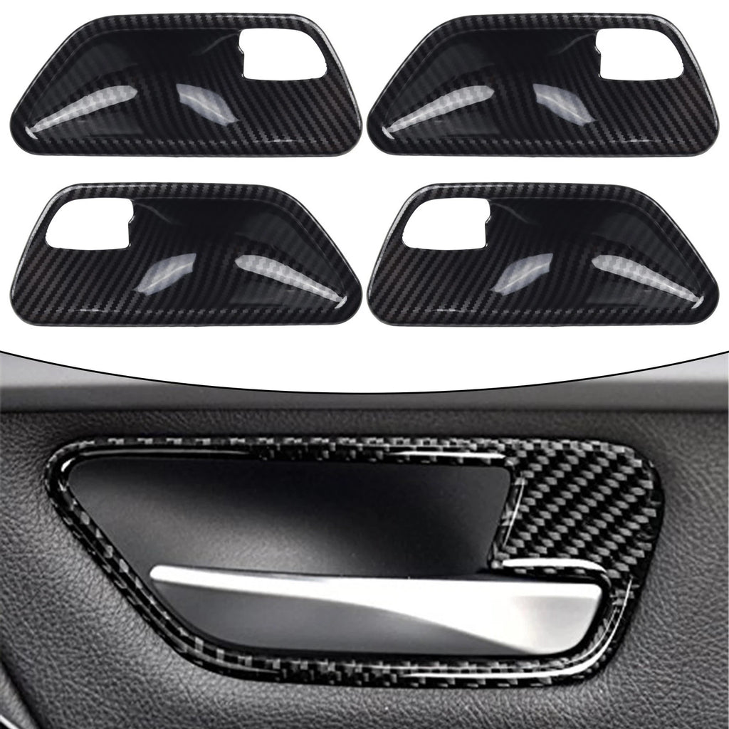 Set of 4 Carbon Look Interior Door Handle Bowl Covers for BMW 3 4 Series (F30 F34 3GT)