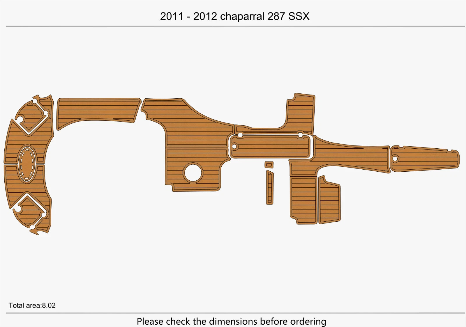 Swim Platform Cockpit Pads for Chaparral 287 SSX (2012) - EVA Foam Teak Deck