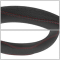 Red Perforated Leather Steering Wheel Cover for Universal 14.5"-15"