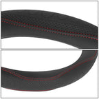 Red Perforated Leather Steering Wheel Cover for Universal 14.5"-15"
