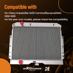 3 Row Aluminum Radiator for Chevy Biscayne Bel Air Impala (1959–1965)