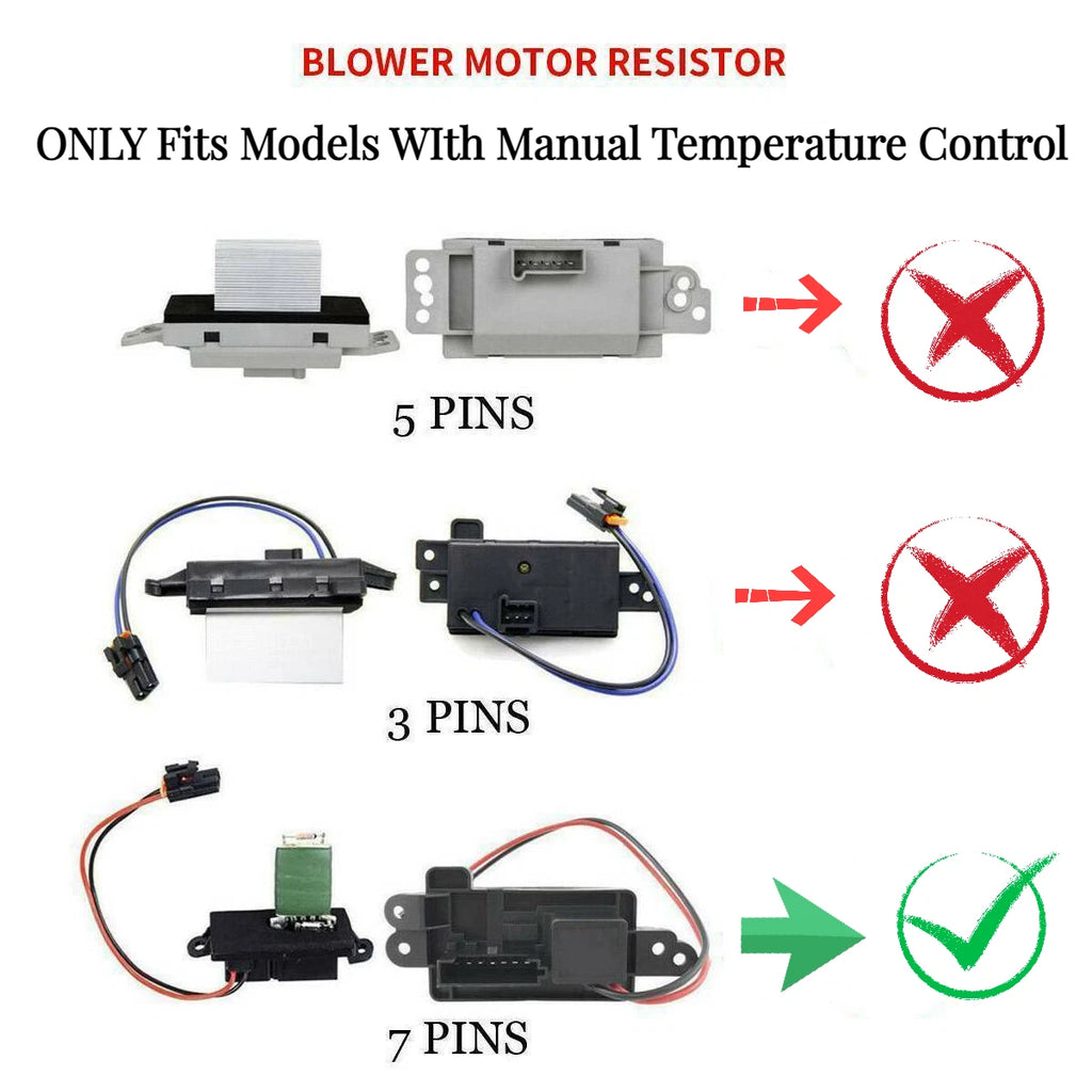 A/C Heater Blower Motor Resistor for Buick Chevy GMC Isuzu Olds (Manual AC)