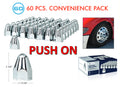 Chrome Slotted Bullet Lug Nut Covers Push-On for Set 1-1/2" (2-3/4")