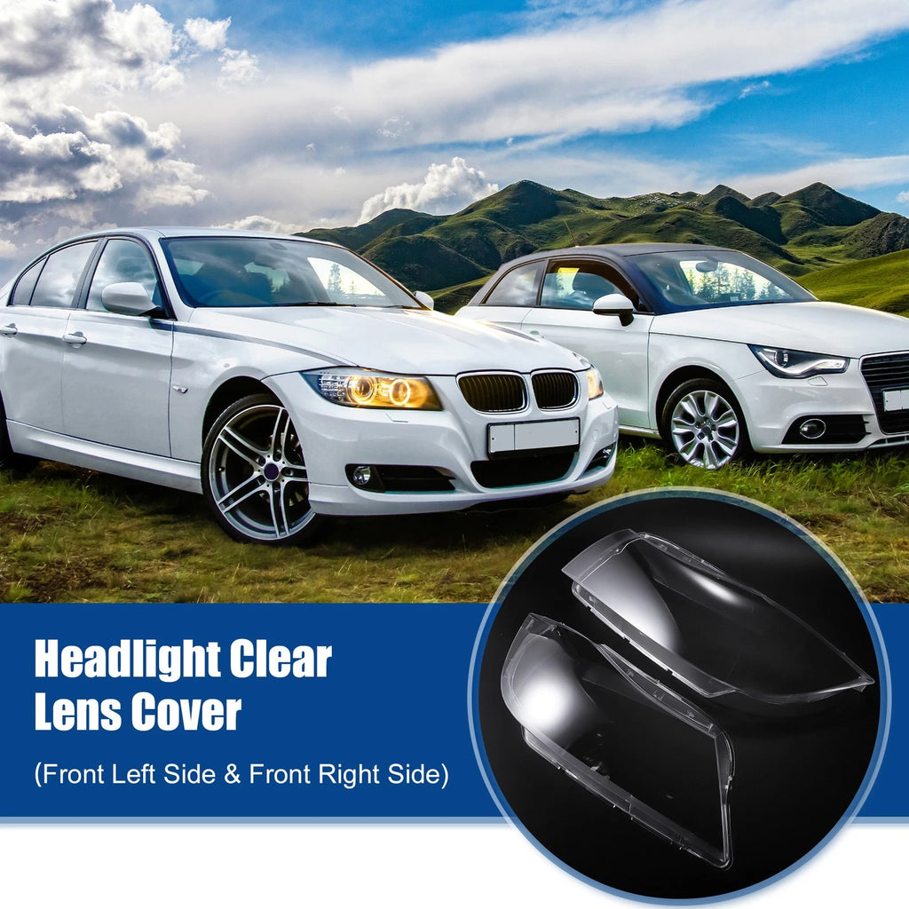 1 Pair Headlight Clear Lens Cover for BMW 3 E90 E91 (2005–2012) No.63117240261