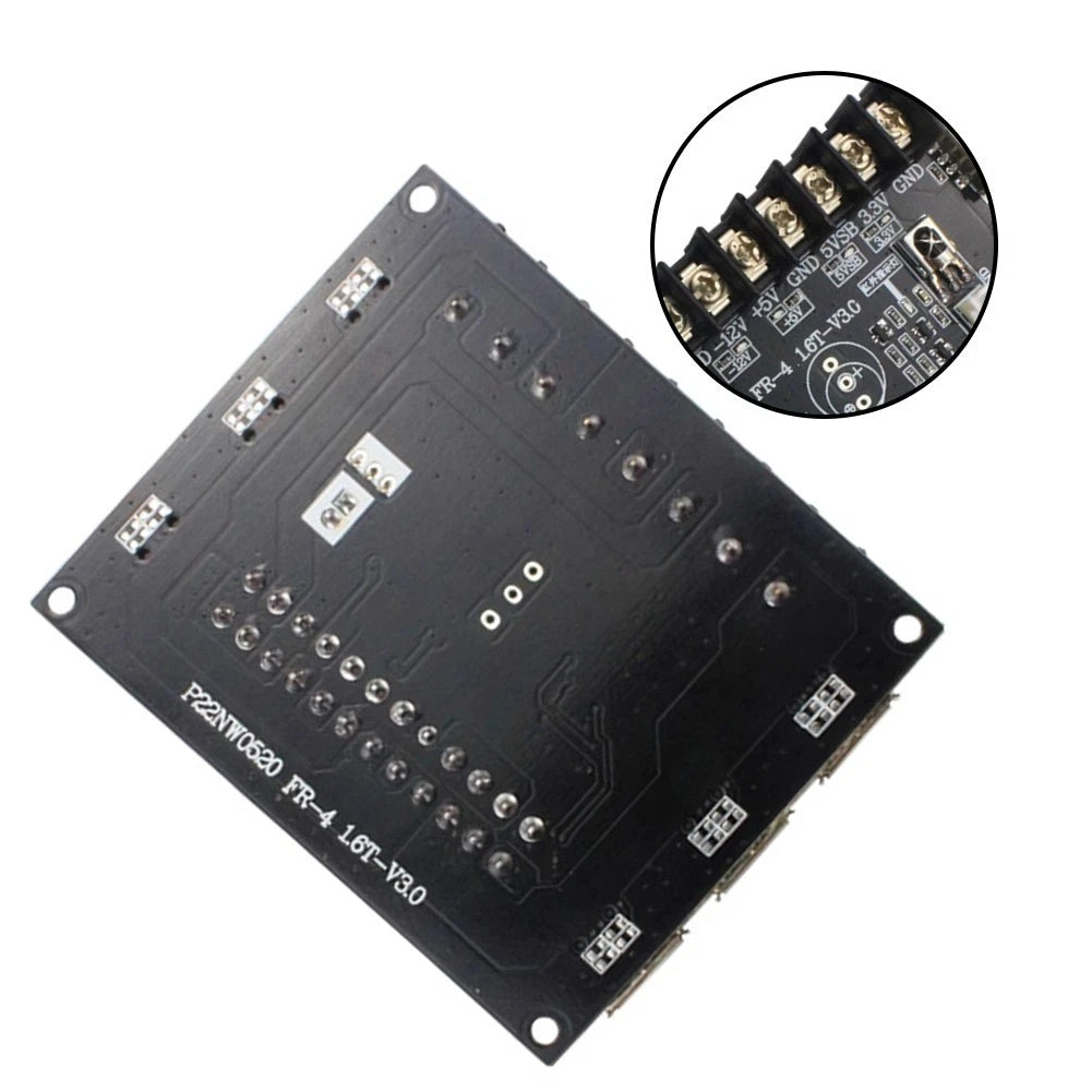 ATX Power Distribution Board with +12V, +5V, +3.3V Outputs and LEDs