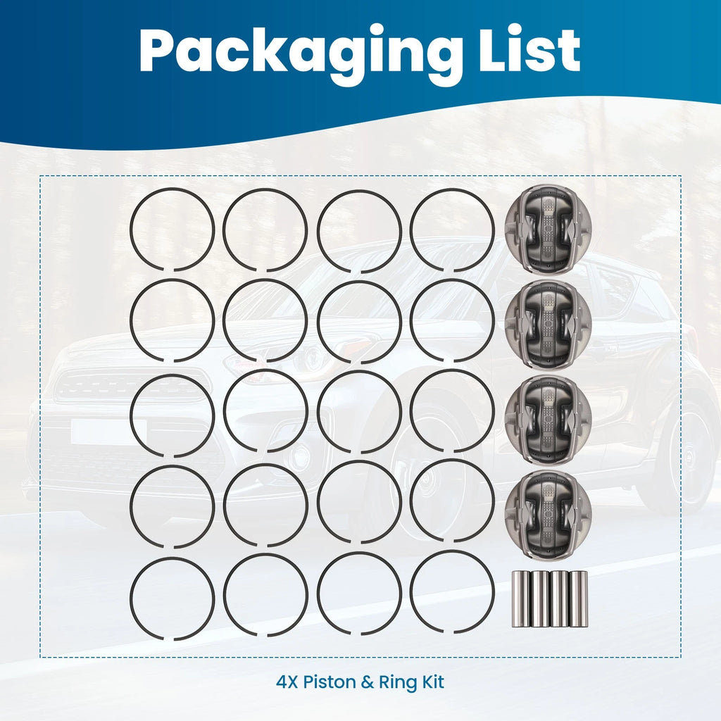 4 Piston & Ring Kit for Hyundai Kia Accent Rio 1.6L (2012–2016)