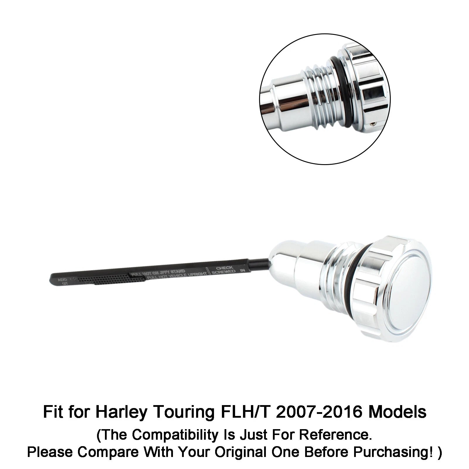 Oil Dipstick Tank Cap Plug for Touring FLH/T (2007–2016) Silver T9
