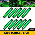 10Pcs Green LED Side Marker Lights for Boat Trailer Truck (Universal)