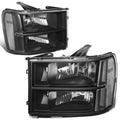 Black Clear Corner Headlight, Bumper & Smoked LED Fog Light Kit for GMC Sierra (2007–2014)