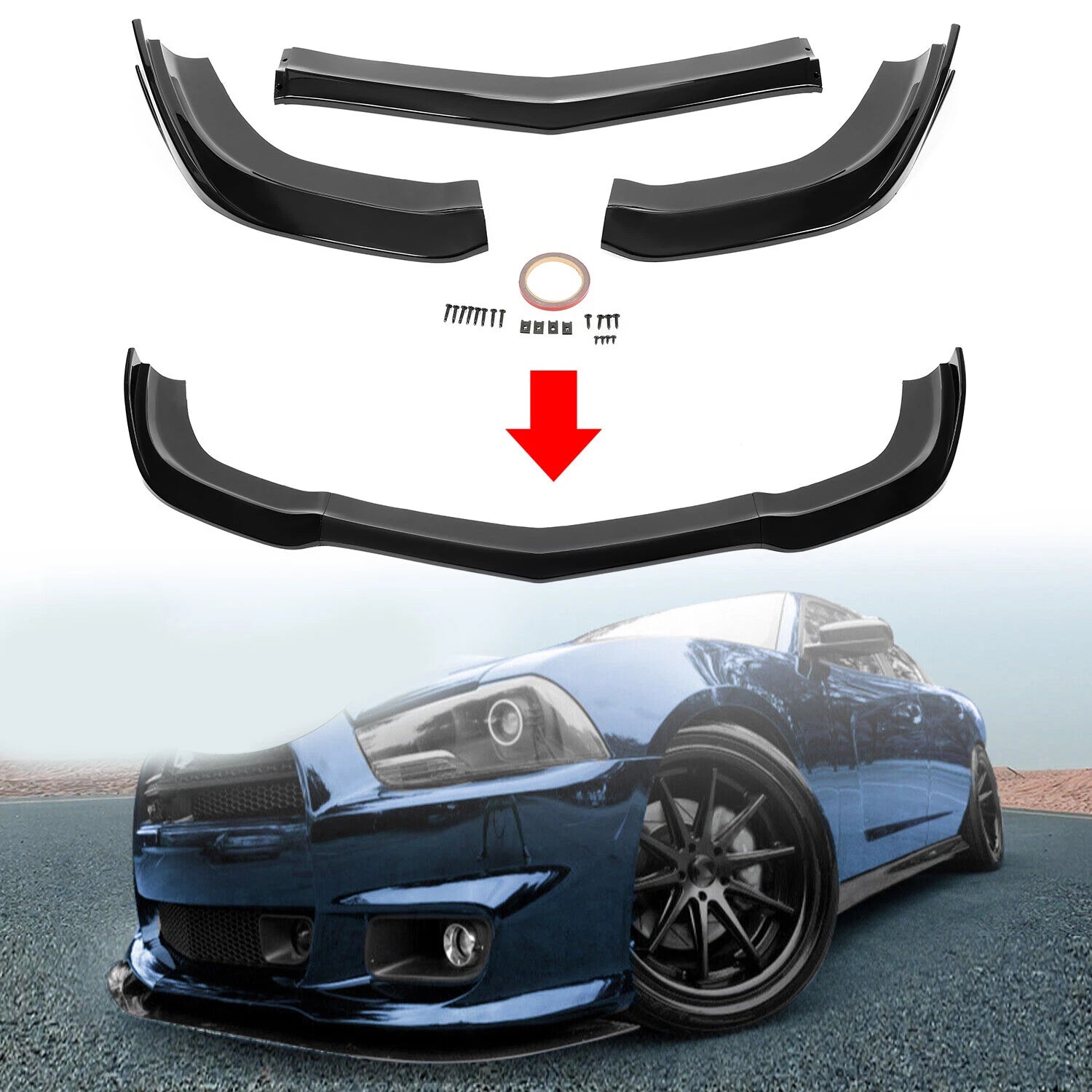 Glossy Black Front Bumper Lip Splitter for Dodge Charger SRT8 (2011–2014)