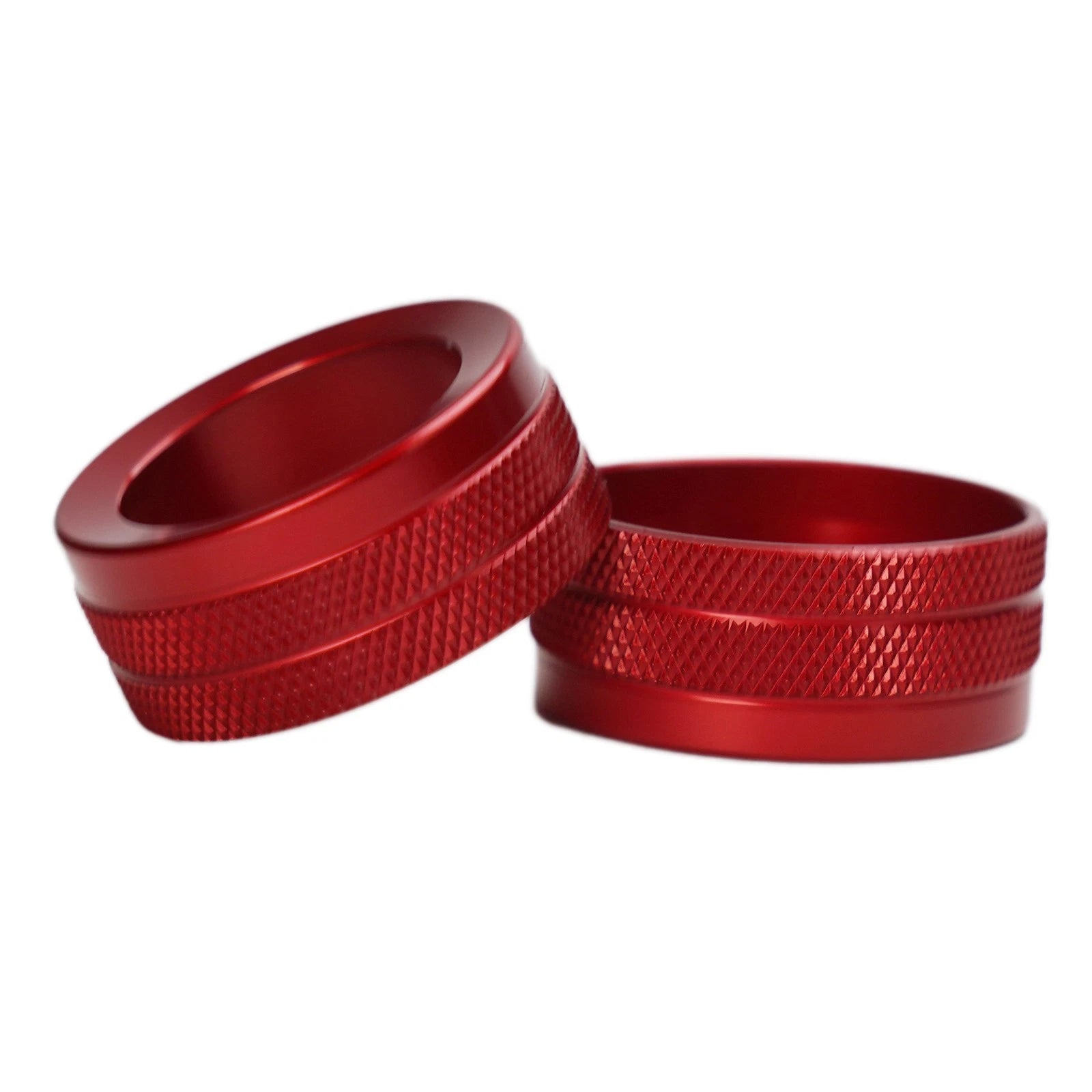 2X Alloy Radio Switch Knob Covers for Car (Universal Fit) Red