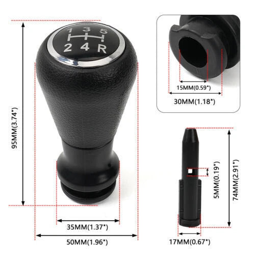 5-Speed Gear Shift Knob for Peugeot 106 206 306 406 107 207 307 308, Citroen C2 C4