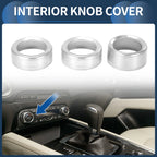 Set of 3 AC Media Switch Knob Cover Rings for Mazda 3 Touring (2017–2018) Silver Tone 641832040019