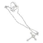 Star Cross Necklace with Zircon and Flash Diamond in Titanium Steel